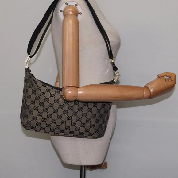 GUCCI GG Canvas Shoulder Bag Navy Gold 019 - Picture 14 of 16